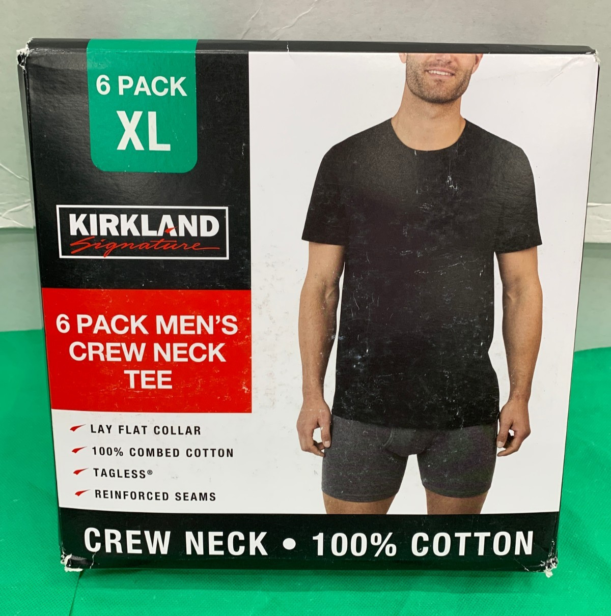 Kirkland Signature Men’s Crew Neck Tee 6-Pack 100% Combed Cotton Black XL