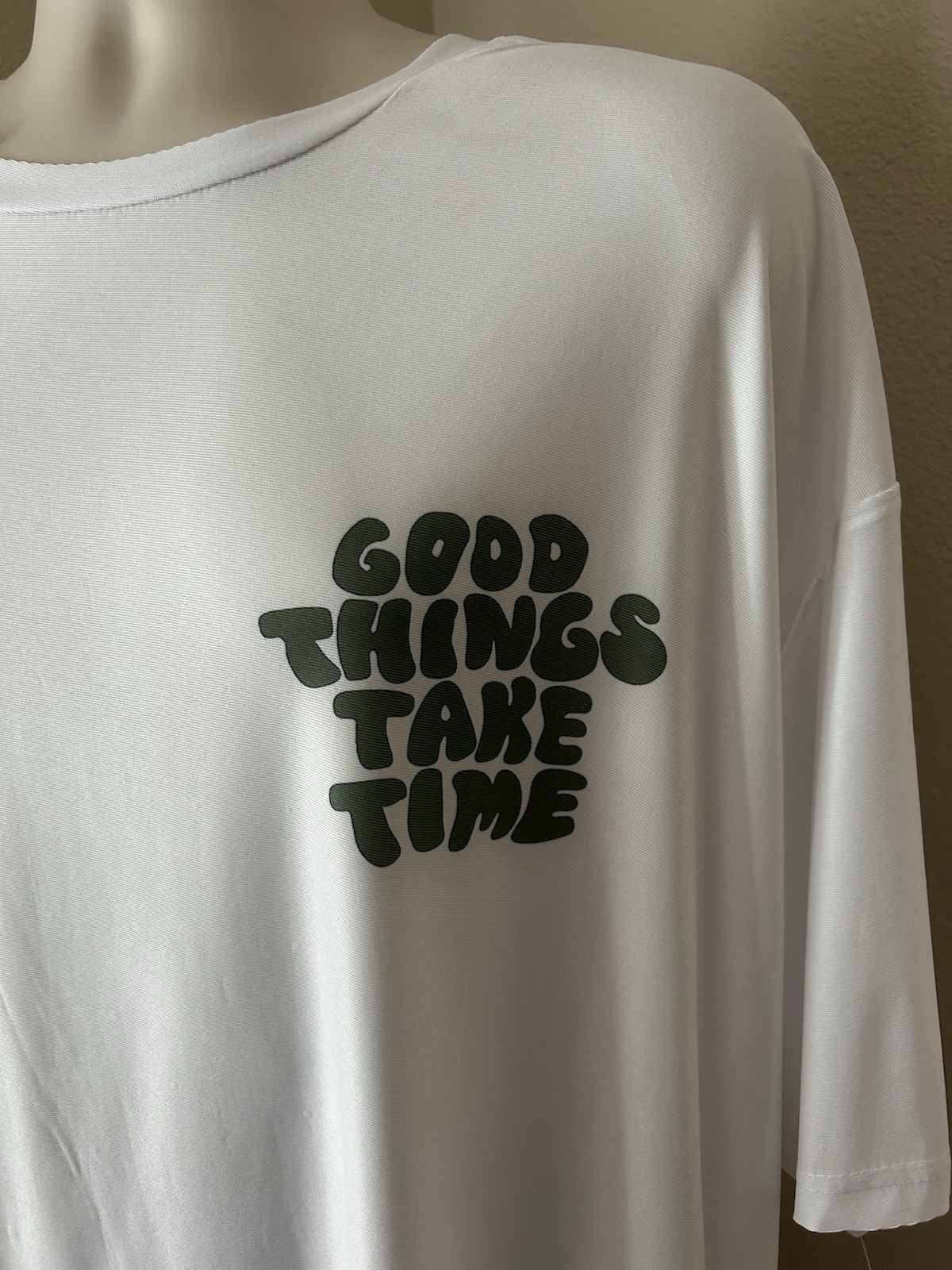 Brooklyn Vertical Men’s XL White Gym T-Shirt Good Things Take Time
