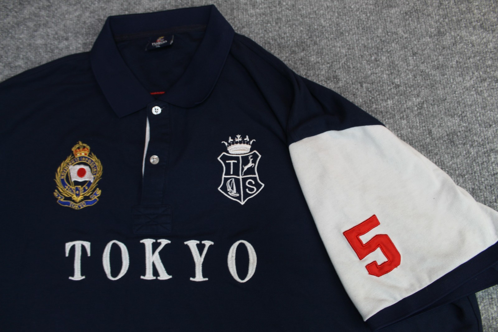 TUSUO TOKYO Japan Team 5 Ralph Lauren Style Polo Shirt Size 7XL Blue White Red