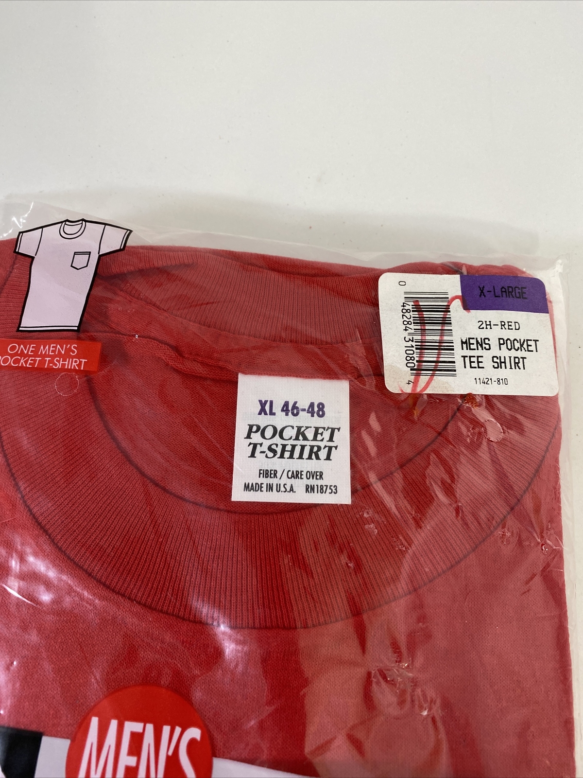 Kmart Pocket T-Shirt Mens XL Red New Vintage 90s Made in USA Cotton Blend Tee