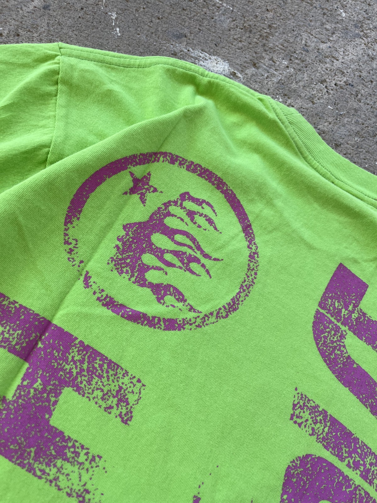 Hellstar Studios Path To Paradise Jesus Tee Neon Green Purple Pink Splat Cross