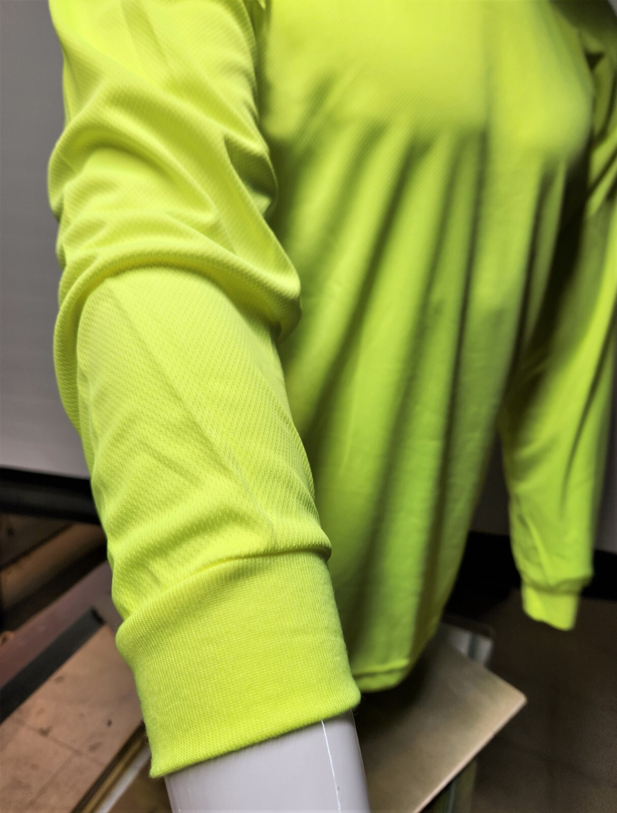 Neon Yellow or Orange Long Sleeve Hoodie Shirt, Polyester birdeye mesh
