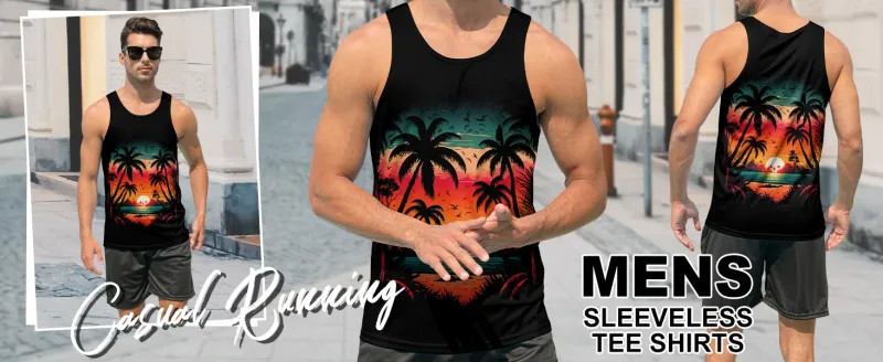 Summer Tank Top Men’s Hawaii Beach Casual Clothing Quick Drying Silk Fit