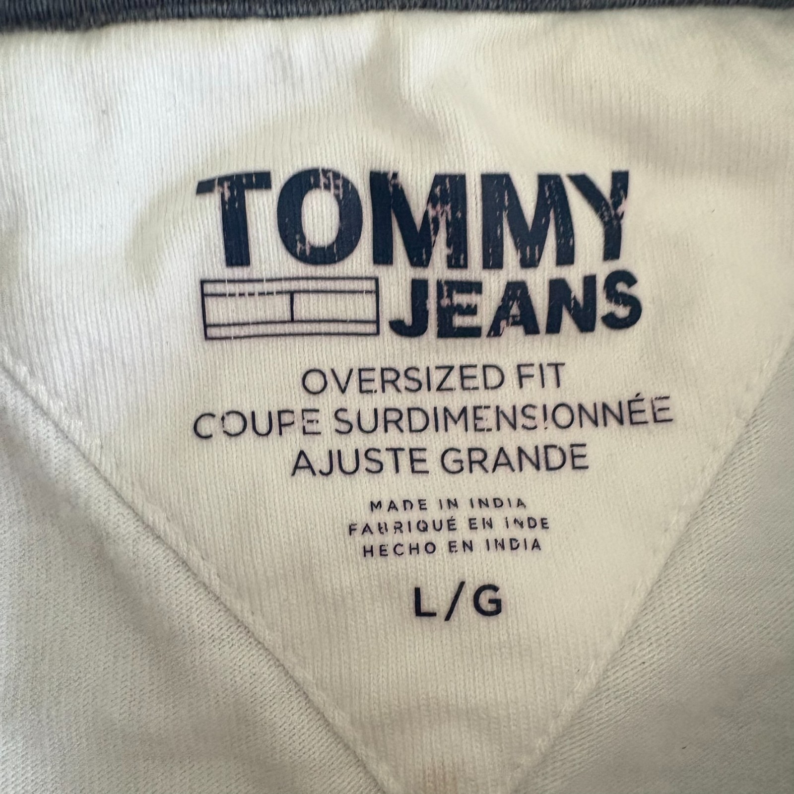 Tommy Jeans Oversized Fit Color Block T-Shirt L Flag Logo Embroidered VTG 90 80