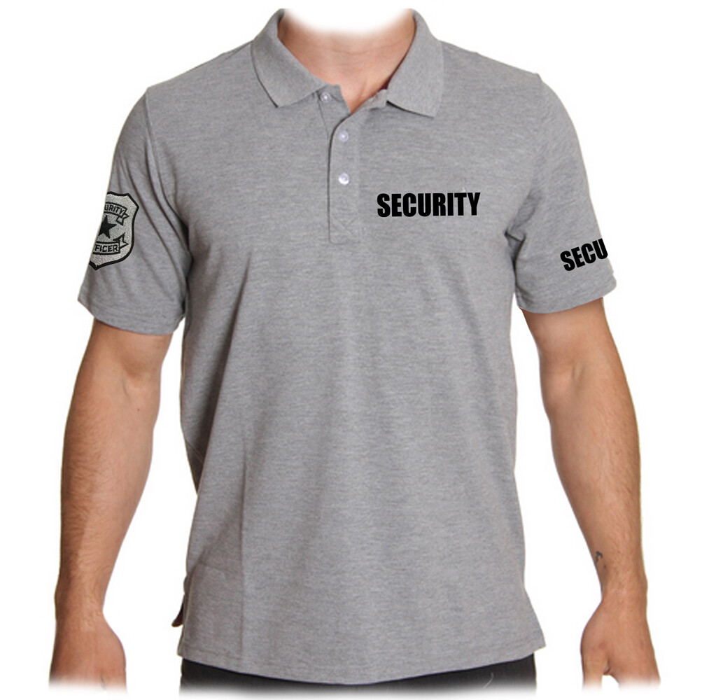 MEN’S PRINTED SECURITY EMBROIDERY BADGE POLICE STAFF UNIFORM COLLAR POLO T-SHIRT