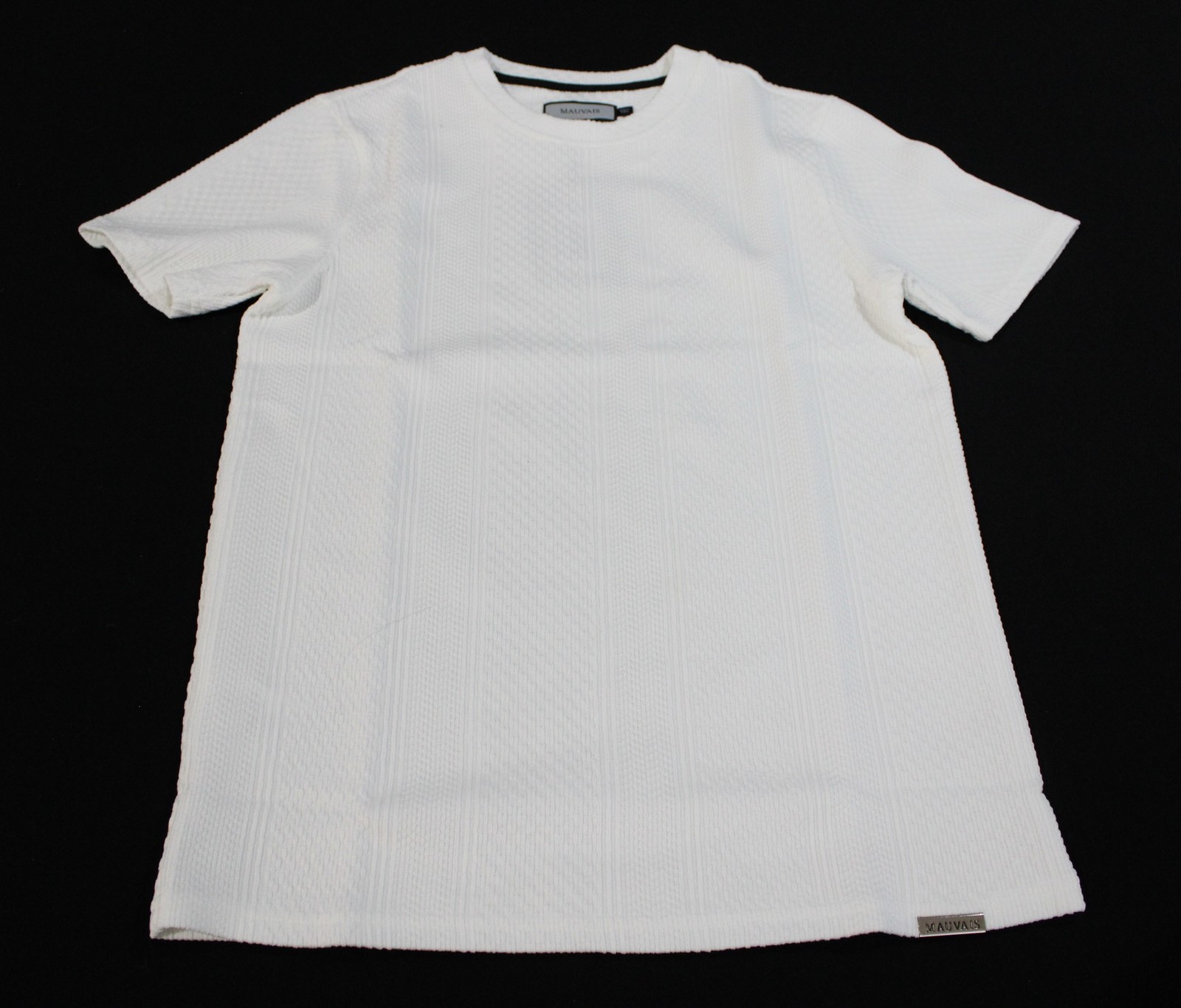 Mauvais Men’s Easy Care Cedro Slim Fit Textured Tee Shirt BL1 White Small NWT