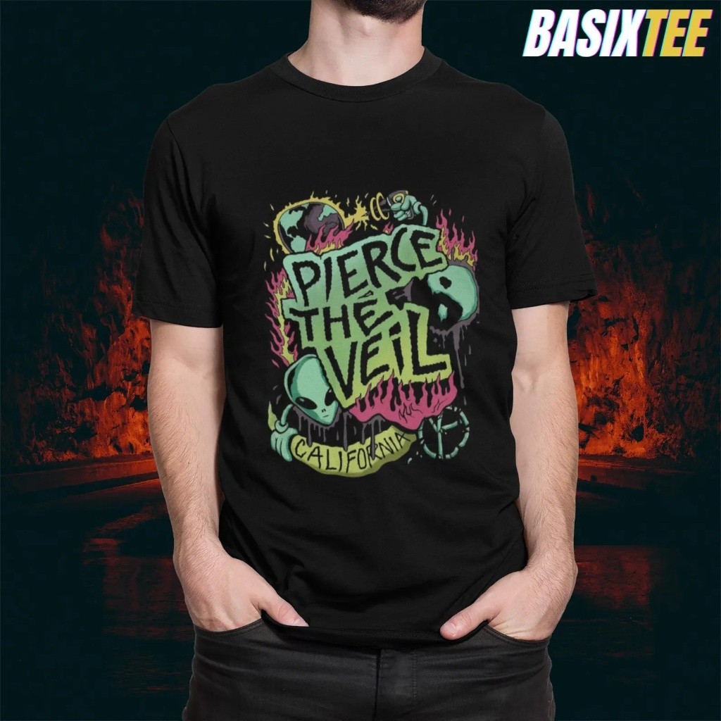 Pierce The Veil California Graphic T-Shirt Emo Post Hardcore Tee – S443