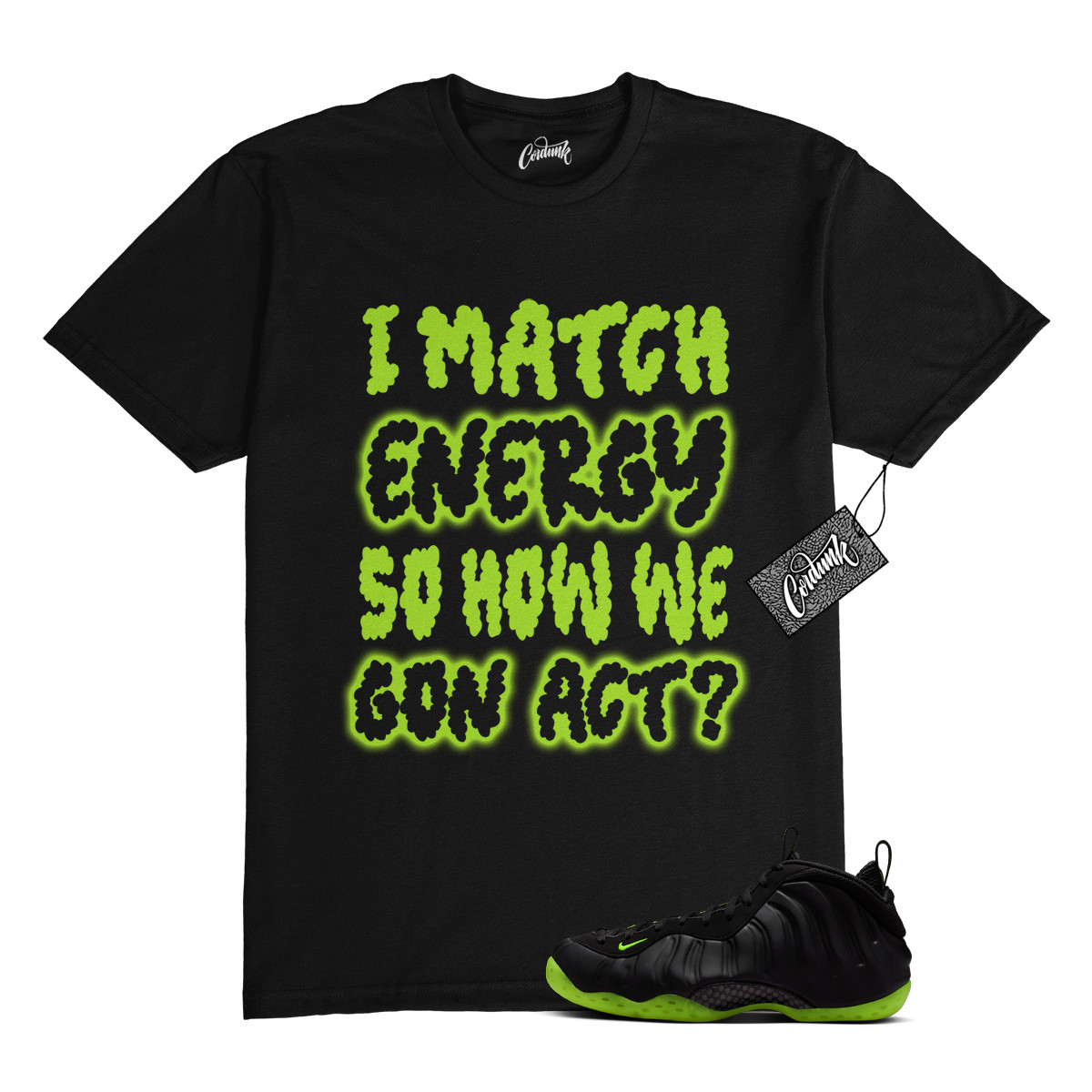 Foamposite Volt Black Air One T Shirt Match MATCH