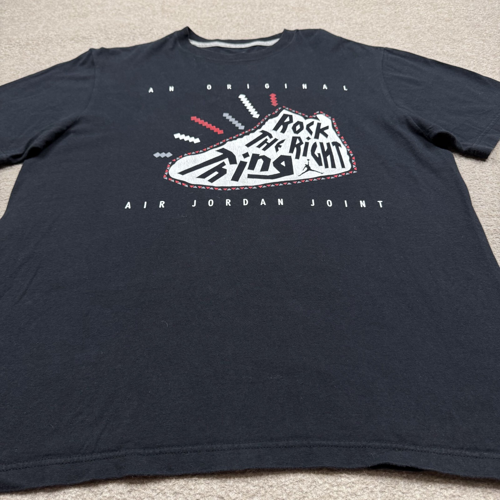 Jordan Men’s Shirt Size L Black Short Sleeve “Rock The Right Thing” Sneaker Logo