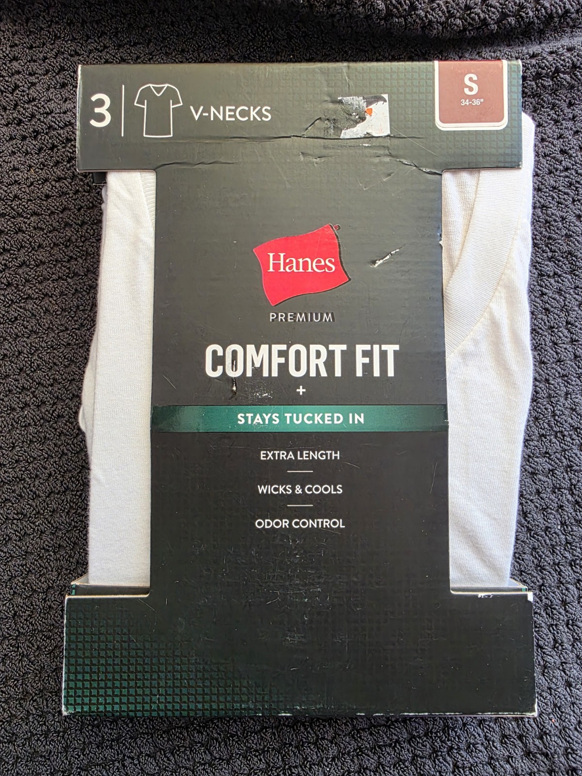 Hanes® Men’s V neck T-shirt 3 pack White ” COMFORT FIT & COTTON STRETCH ” Small