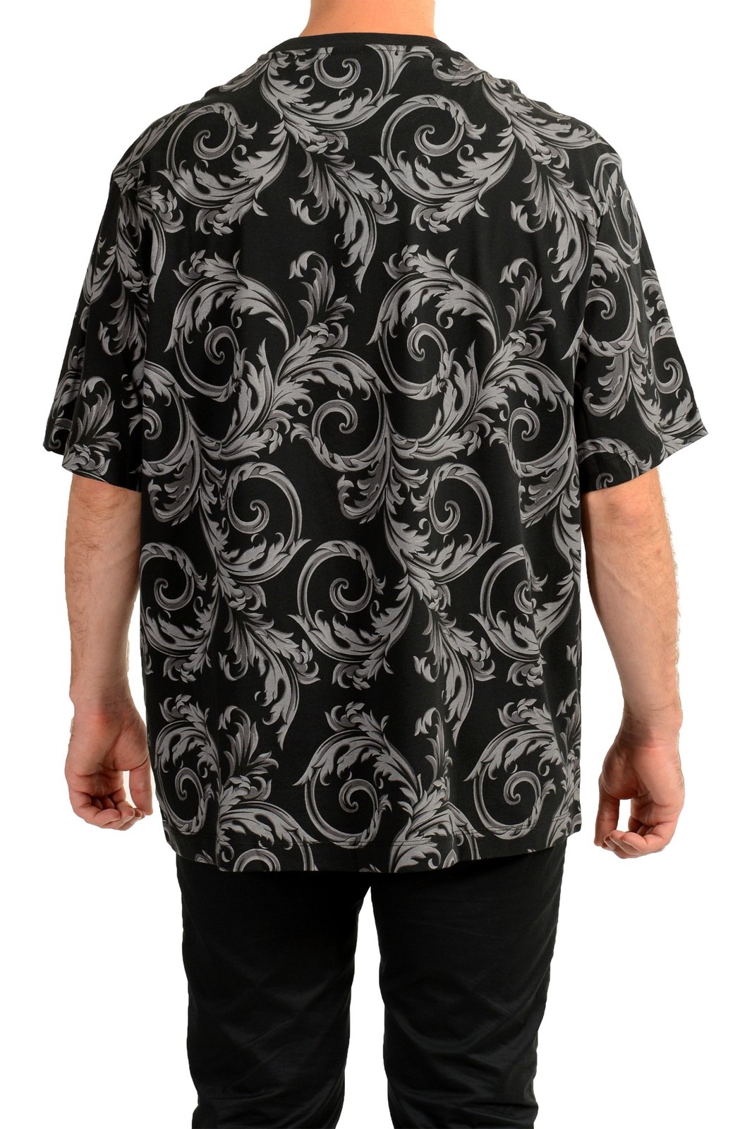 Versace Men’s Black Barocco Logo Print Short Sleeve T-Shirt US 2XL IT 56