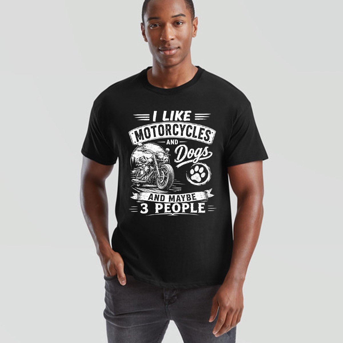 I Like Unisex T Shirt Motorcycles And Dogs And Maybe 3 People Graphic Top