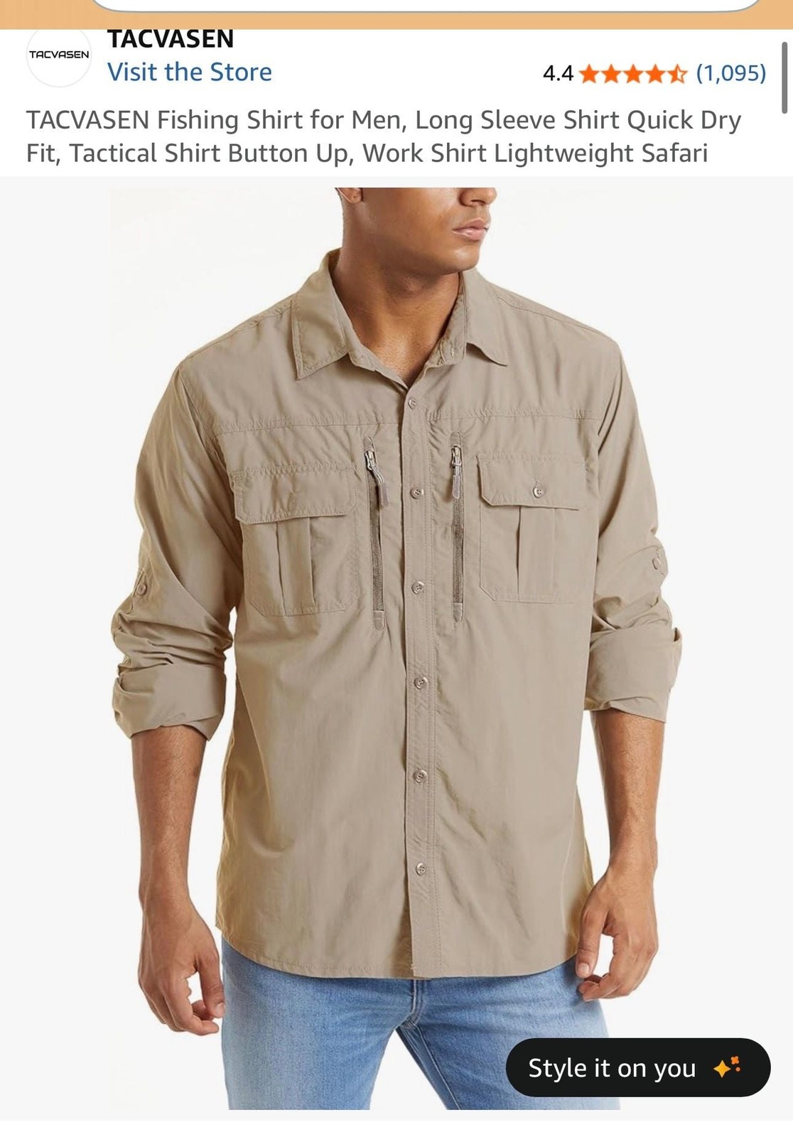 TACVASEN Men’s Long Sleeve Quick Dry Tactical Fishing Shirt