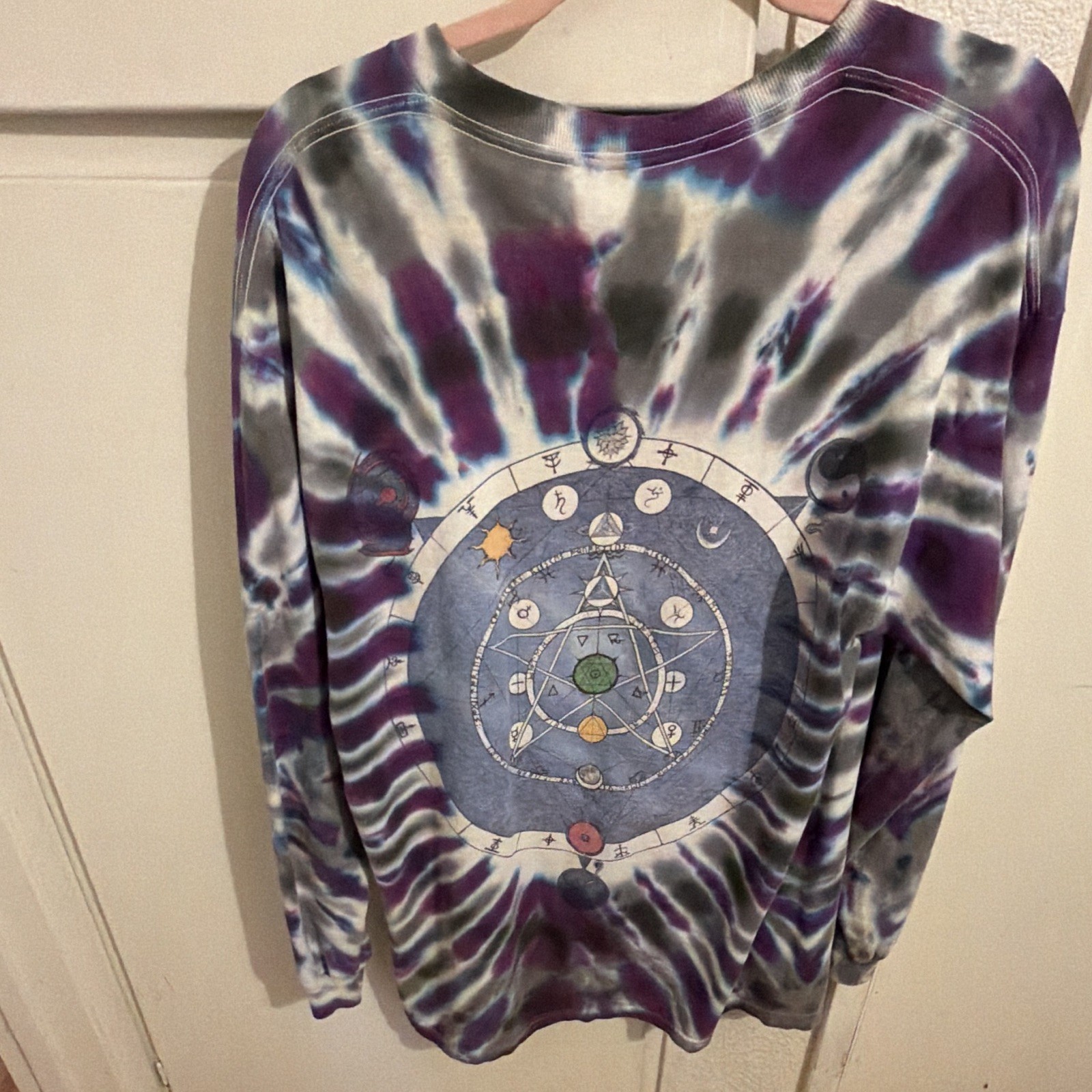 Delta Pro Weight Tie-Dye Double-Sided Graphic Crewneck Long Sleeve Tee L