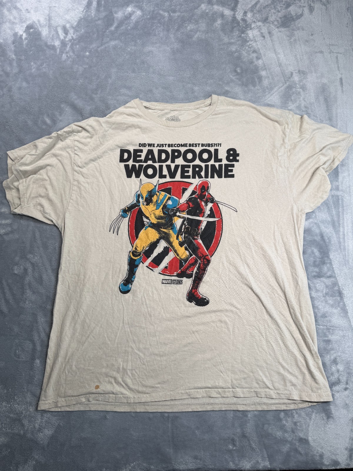 Marvel Deadpool & Wolverine T Shirt Mens XL Tan Graphic Short Sleeve
