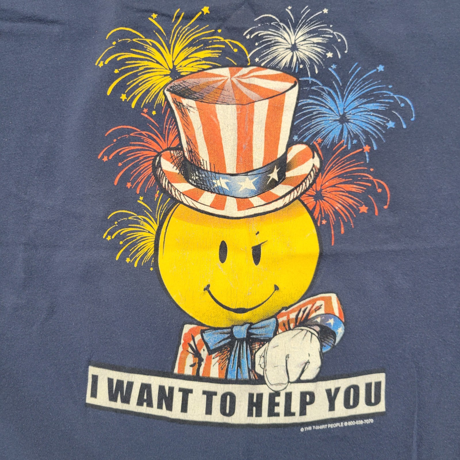 VTG Wal-Mart Smiley Uncle Sam “I Want To Help You” Hanes T Shirt Store 944 Sz 3X