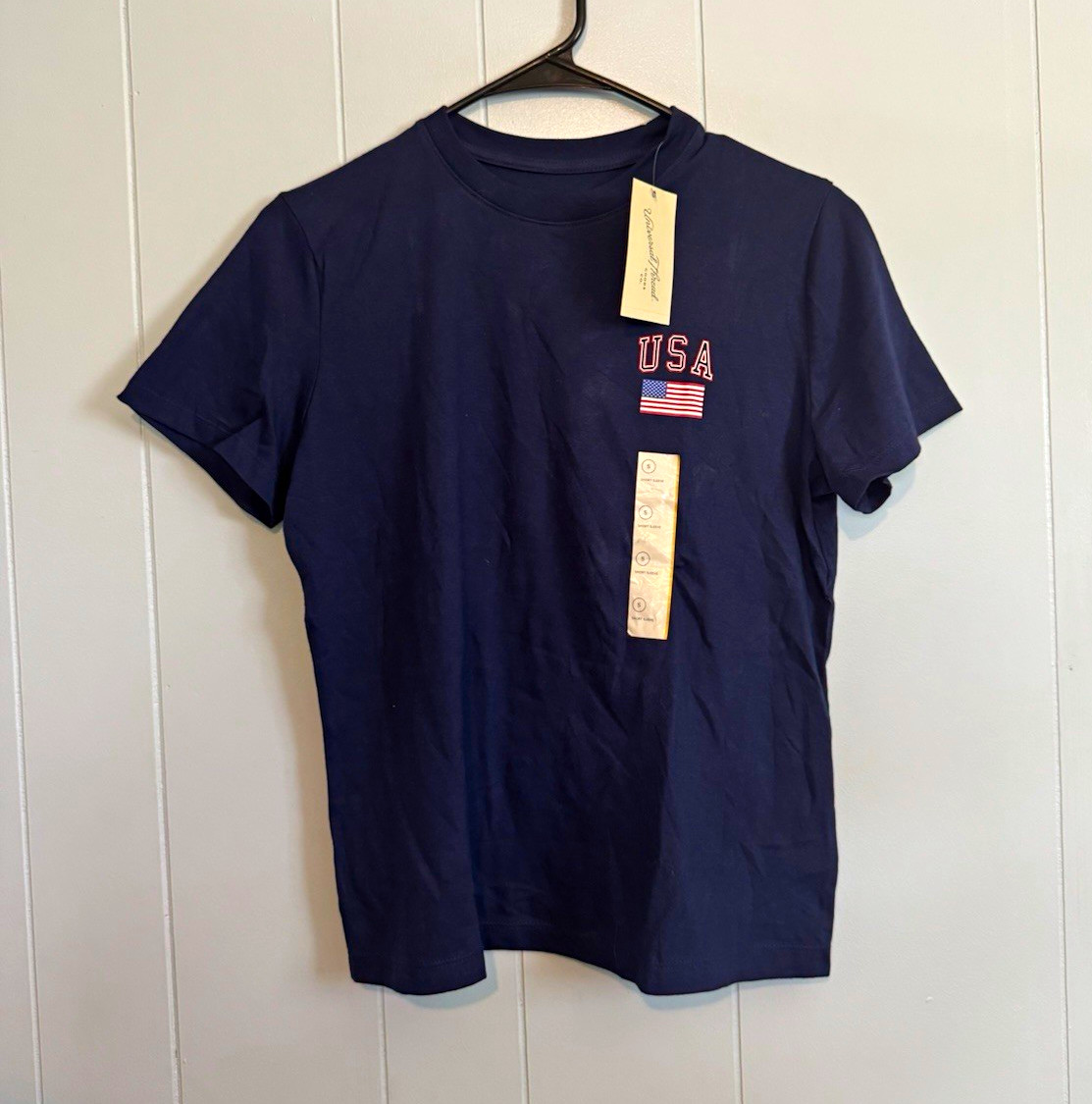 Universal Thread Men’s Navy USA Flag Graphic Knit T-Shirt Crew Neck Sz S