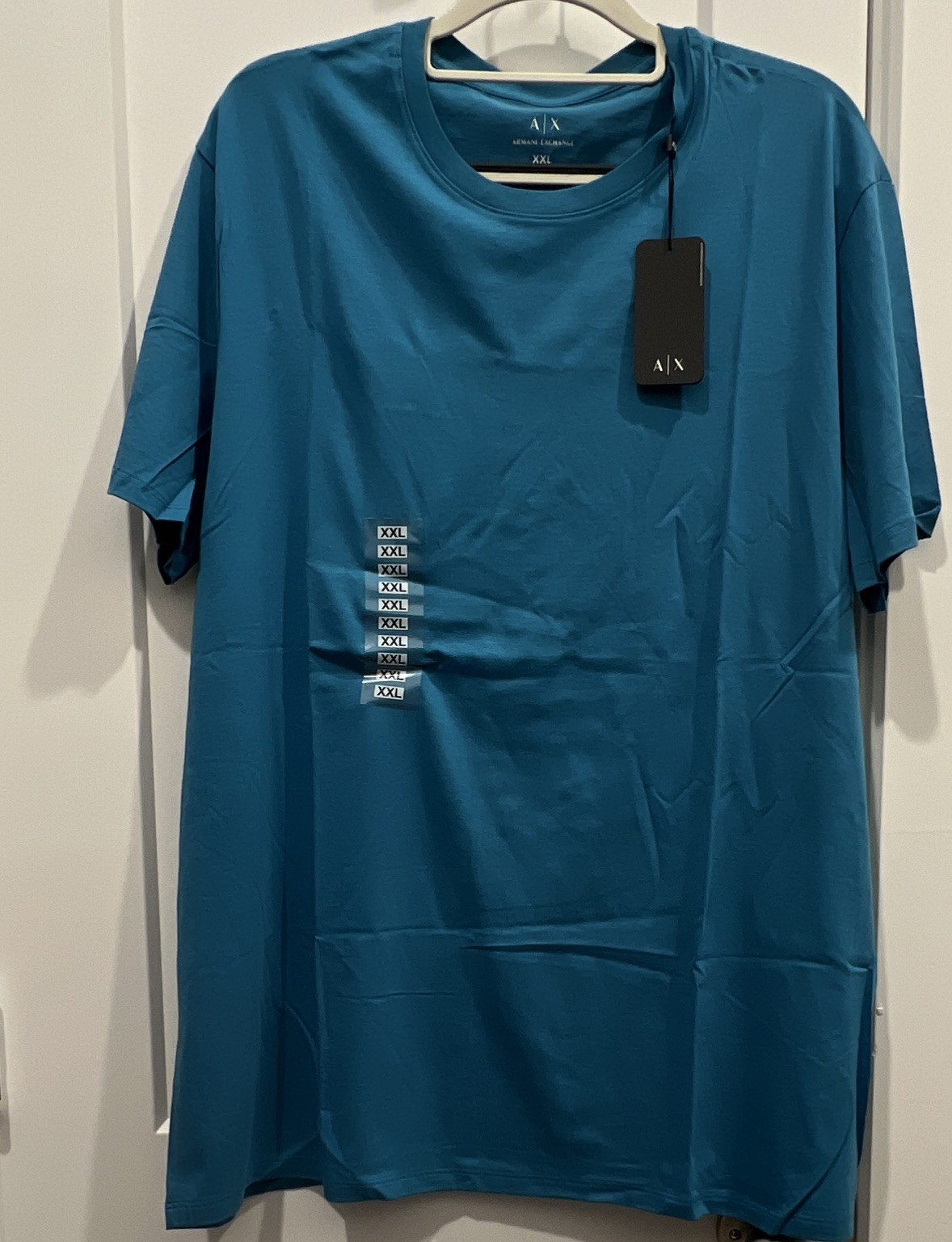 Armani Exchange Men’s Blue Solid Logo Short Sleeve Crew Neck T-Shirt Size XXL