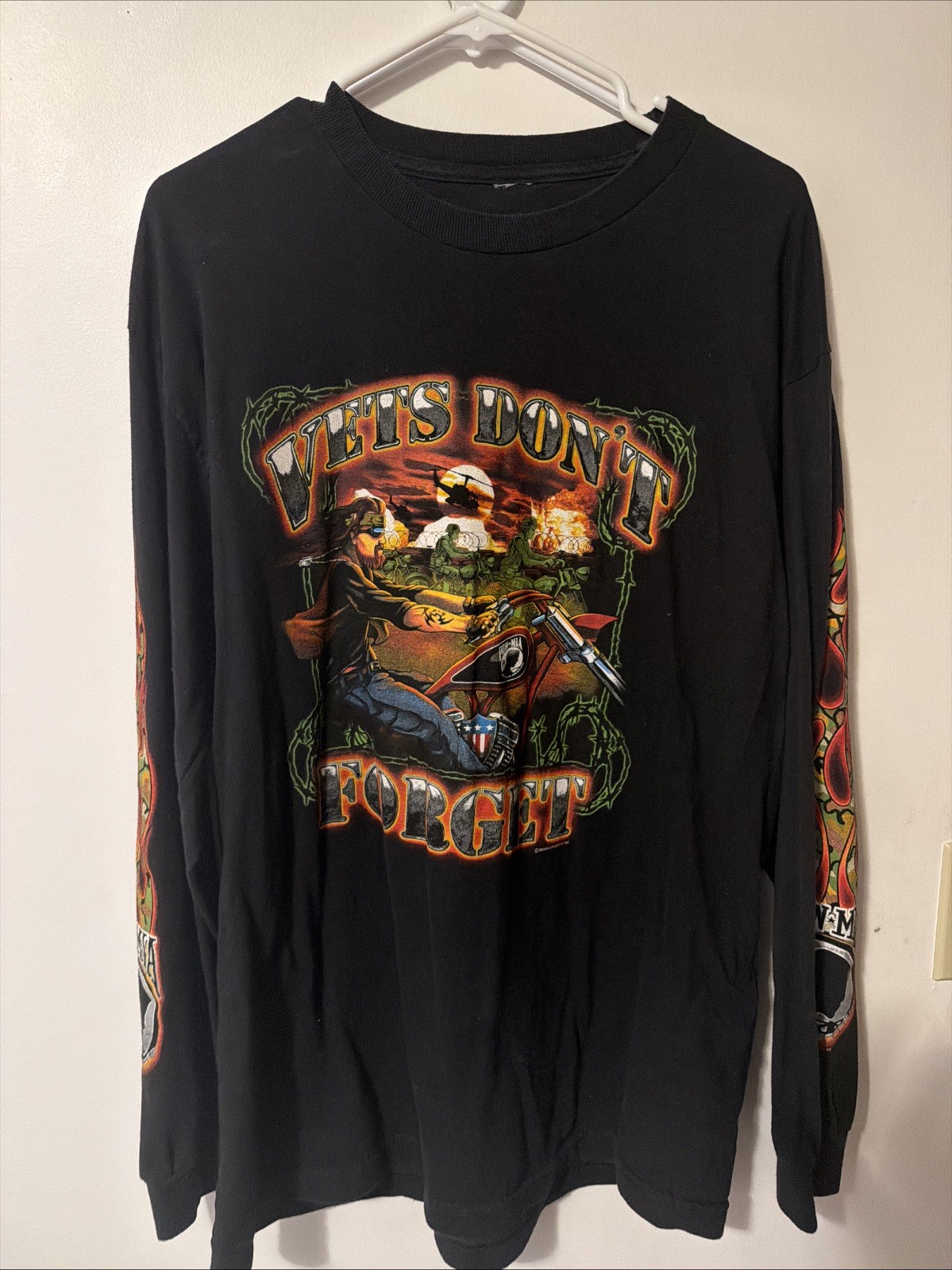 Vintage POW MIA VETS DONT FORGET T SHIRT LONG SLEEVED NO TAG Size LARGE