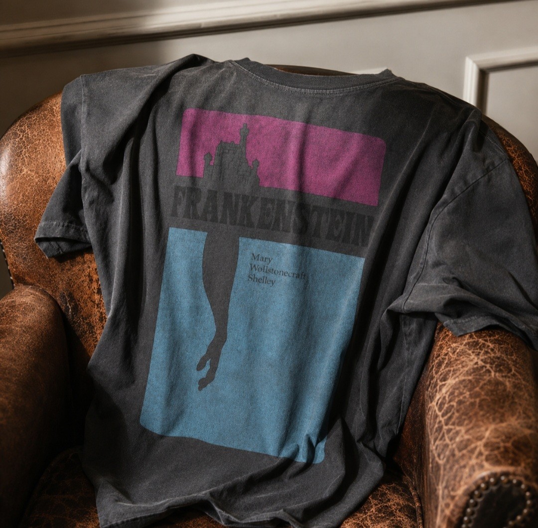 Frankenstein Mary Shelley Graphic Tee Mens Large Gray Gothic Horror Shirt Y2K