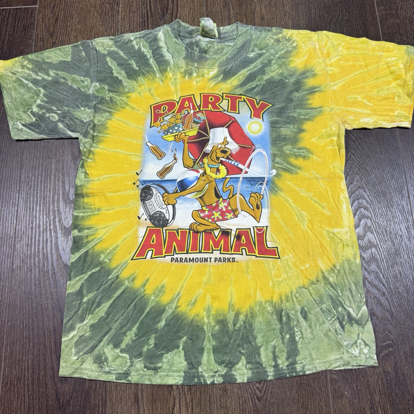 Vintage Scooby Doo Party Animal Tie Dye T Shirt Paramount Parks Medium