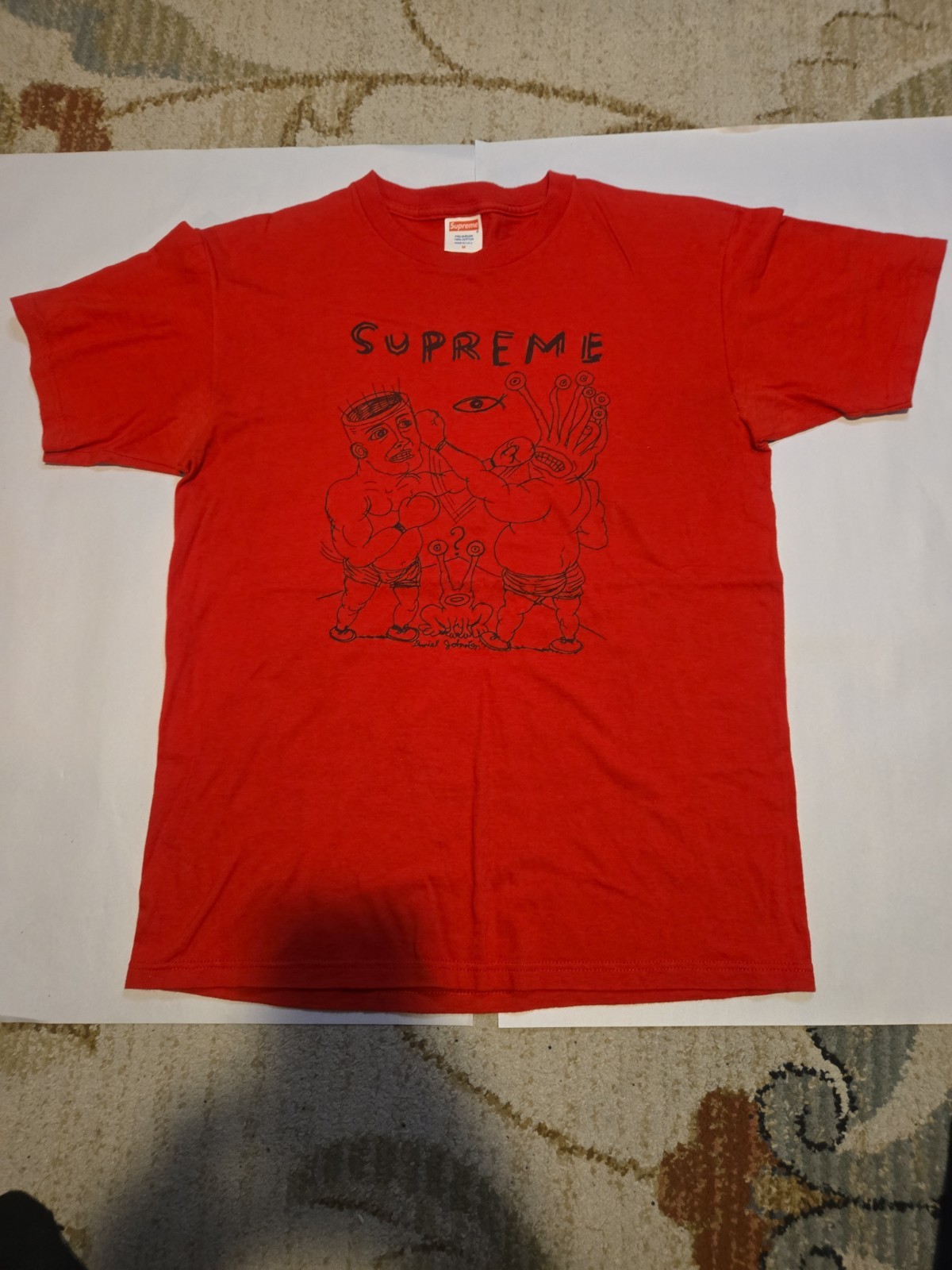 DANIEL JOHNSTON for SUPREME Eternal Fight Tee Medium 2012 Red Shirt SS12 RARE