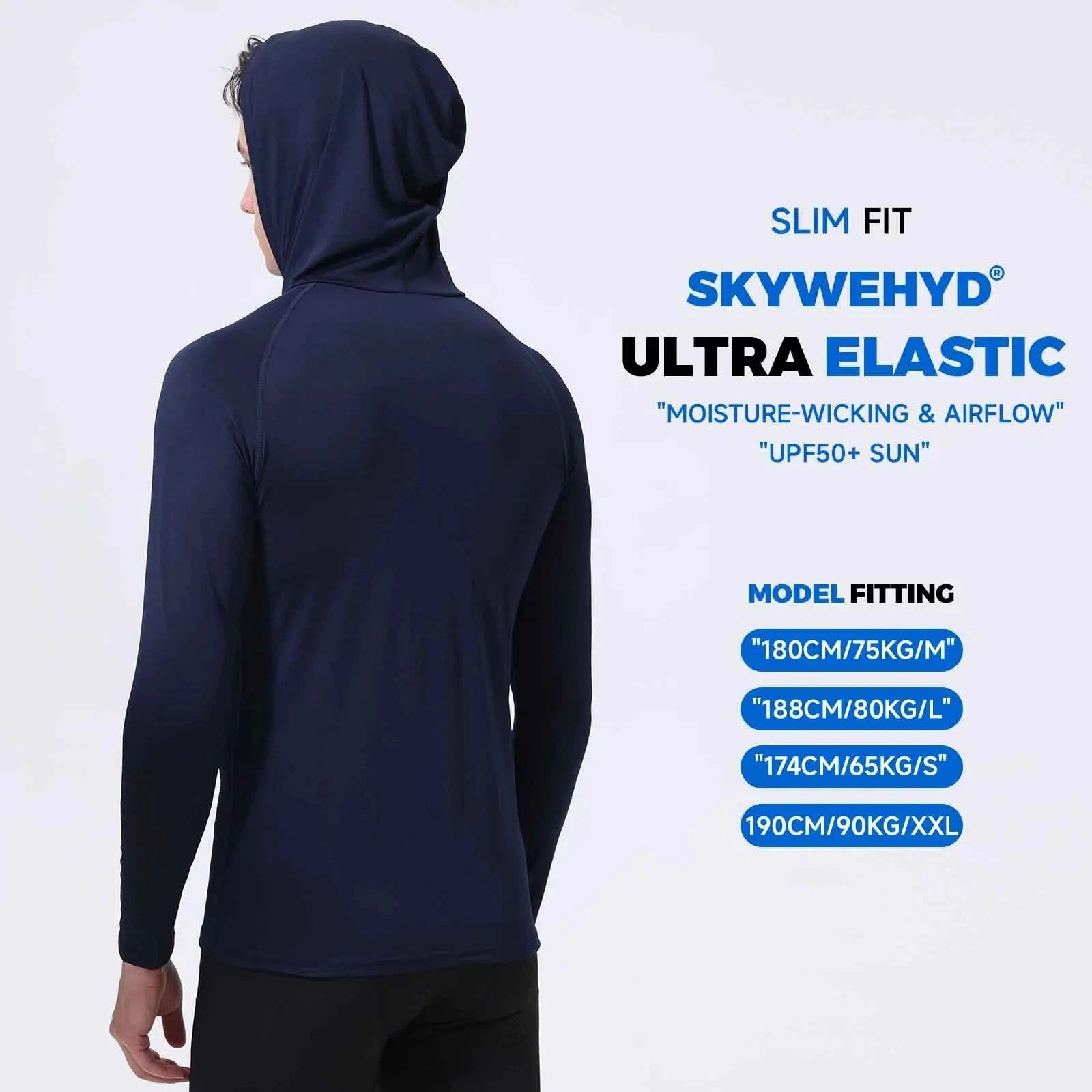 Performance Hoodie Long Sleeve T-Shirts, UPF 50+ Sun Protection Hooded Unisex