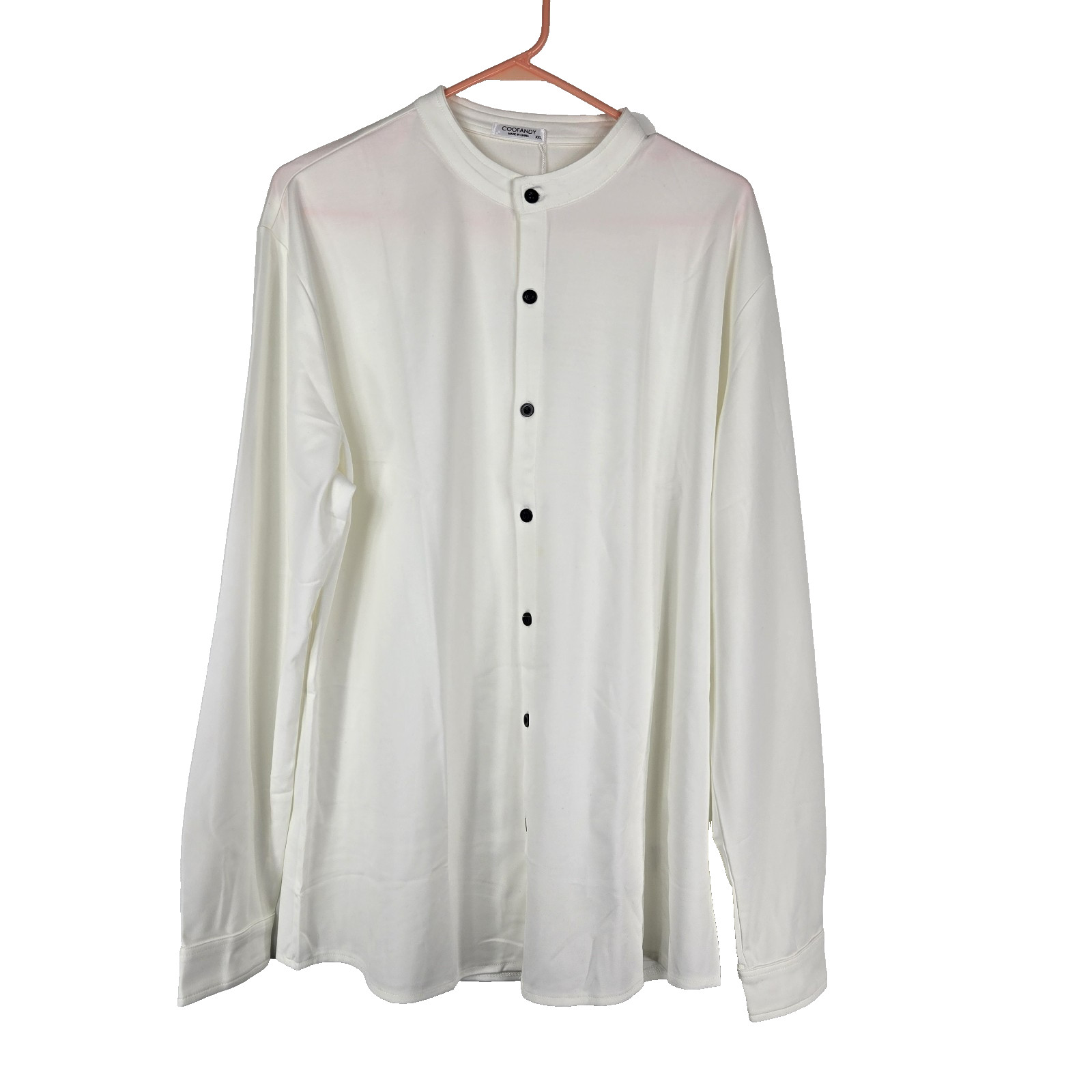 Coofandy Full Button Up Long Sleeve Crew Neck Shirt Men’s Size XXL NWT