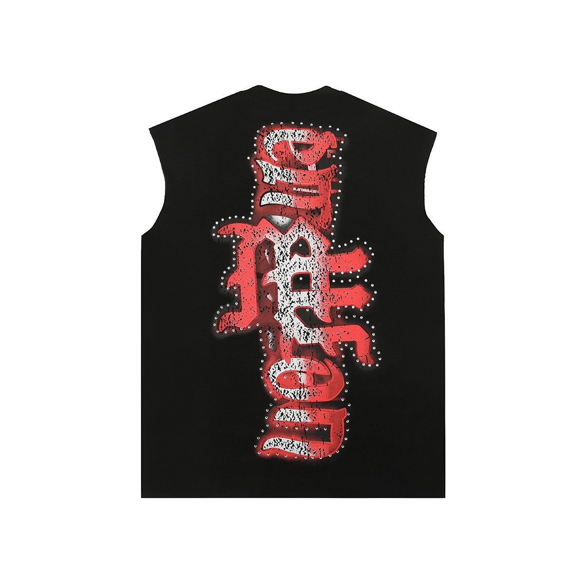 NEW Mixed Emotion Angel Rhinestone Sleeveless Black Graphic Tee