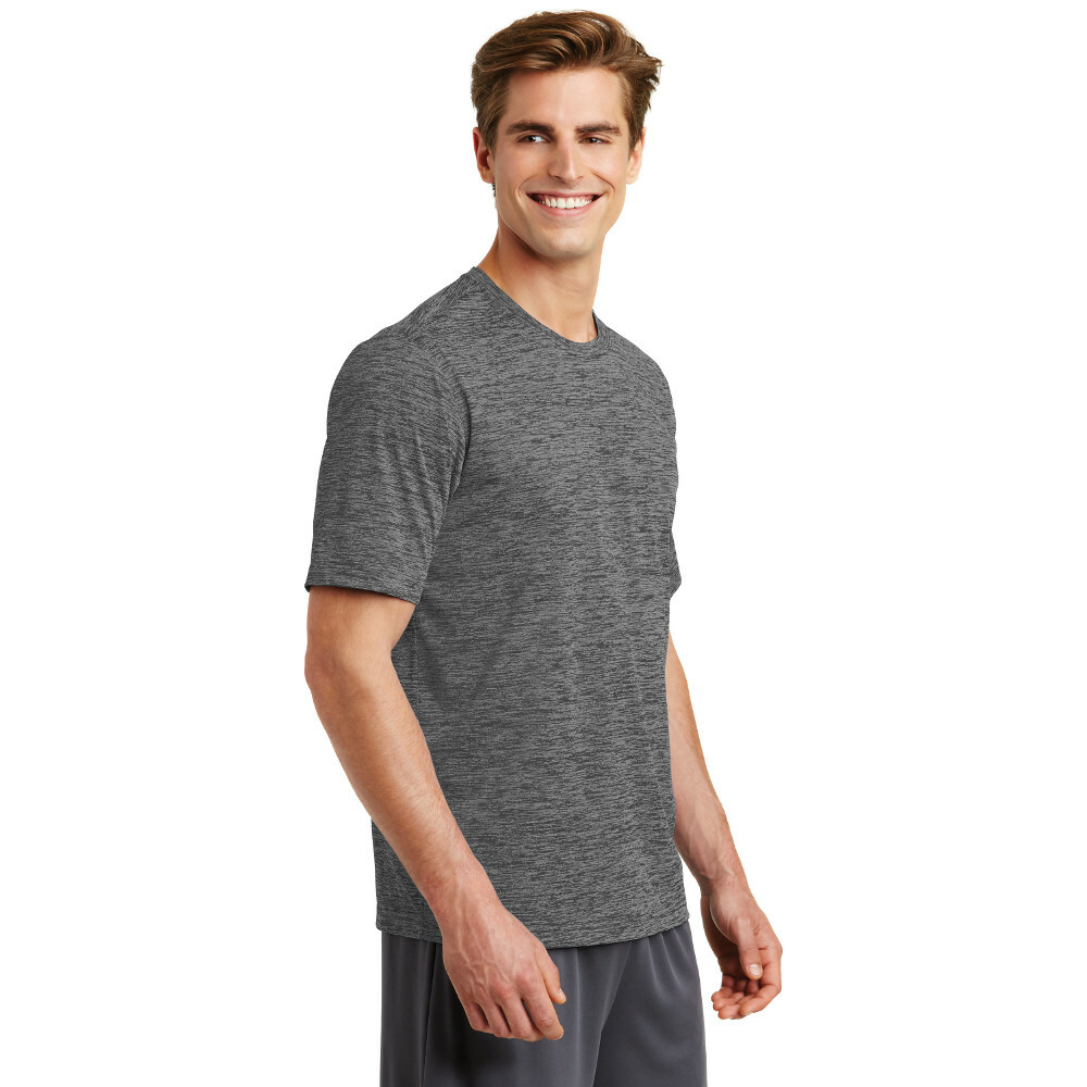 Sport-Tek ST390 Mens T Shirt Posi Charge Electric Heather Gray Black Size Large
