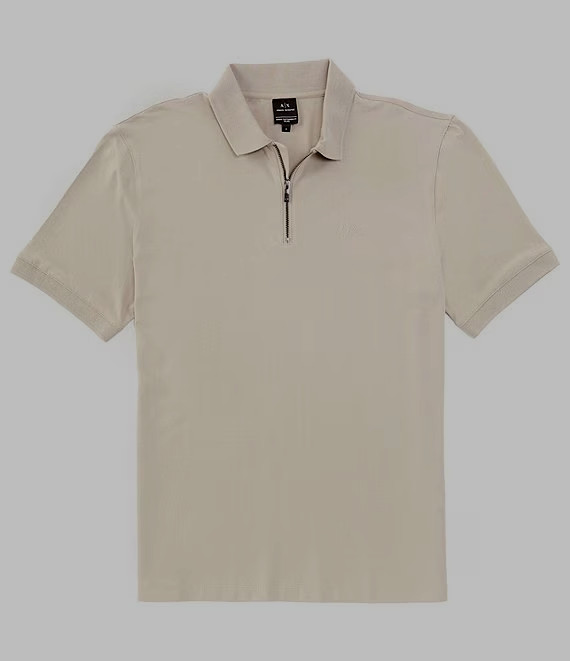 Armani Exchange Cotton Quarter-Zip A|X Logo Short-Sleeve Men Polo Tee Shirt New