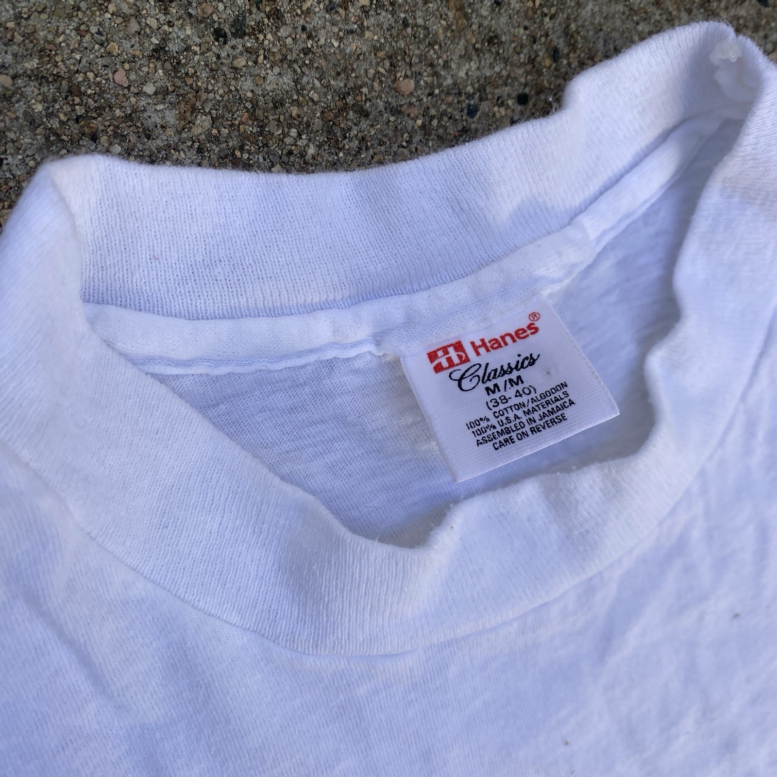 Vintage 90s Hanes Classics Plain White Tee Shirt Medium Single Stitch Blank