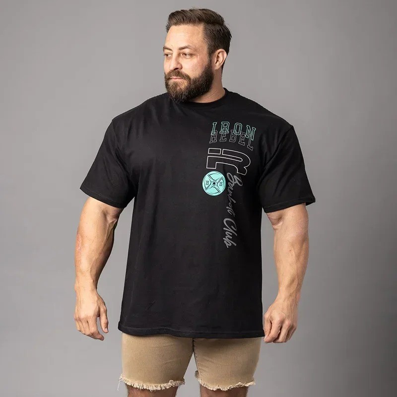 100% Cotton Men’s Printed Oversized T-shirt Crew Neck Short Sleeve Gym Training
