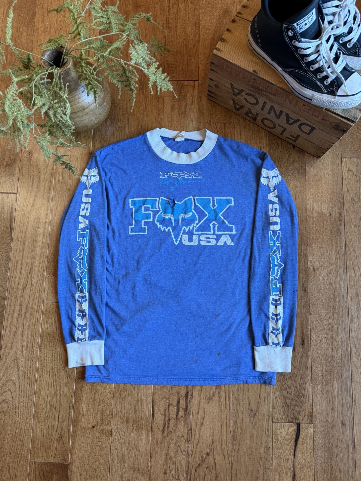 vintage 80s Fox Racing X Rick Johnson Grail, tri-hit made in USA – Size Medium