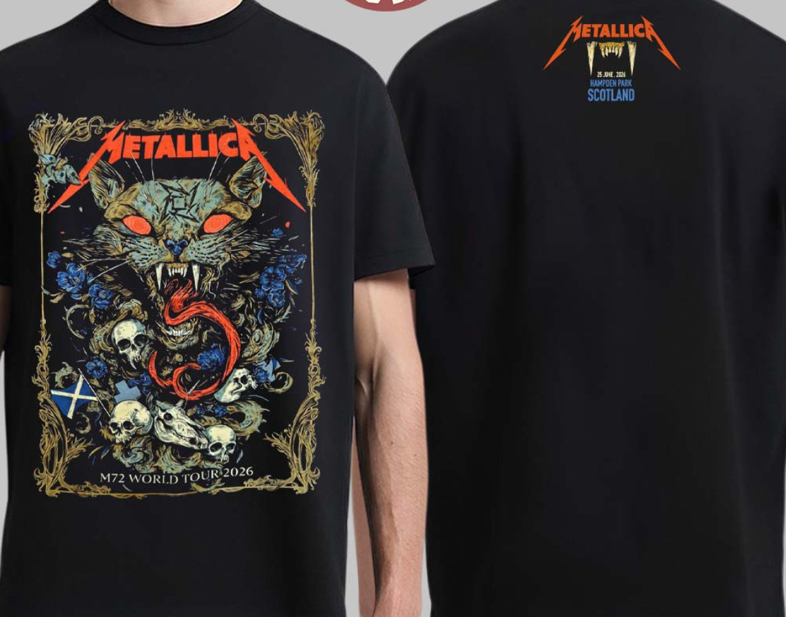 Metallican M72 Scotland 2026 Venue Merch Tee -25 June 2026Two Sided T-Shirt Uni