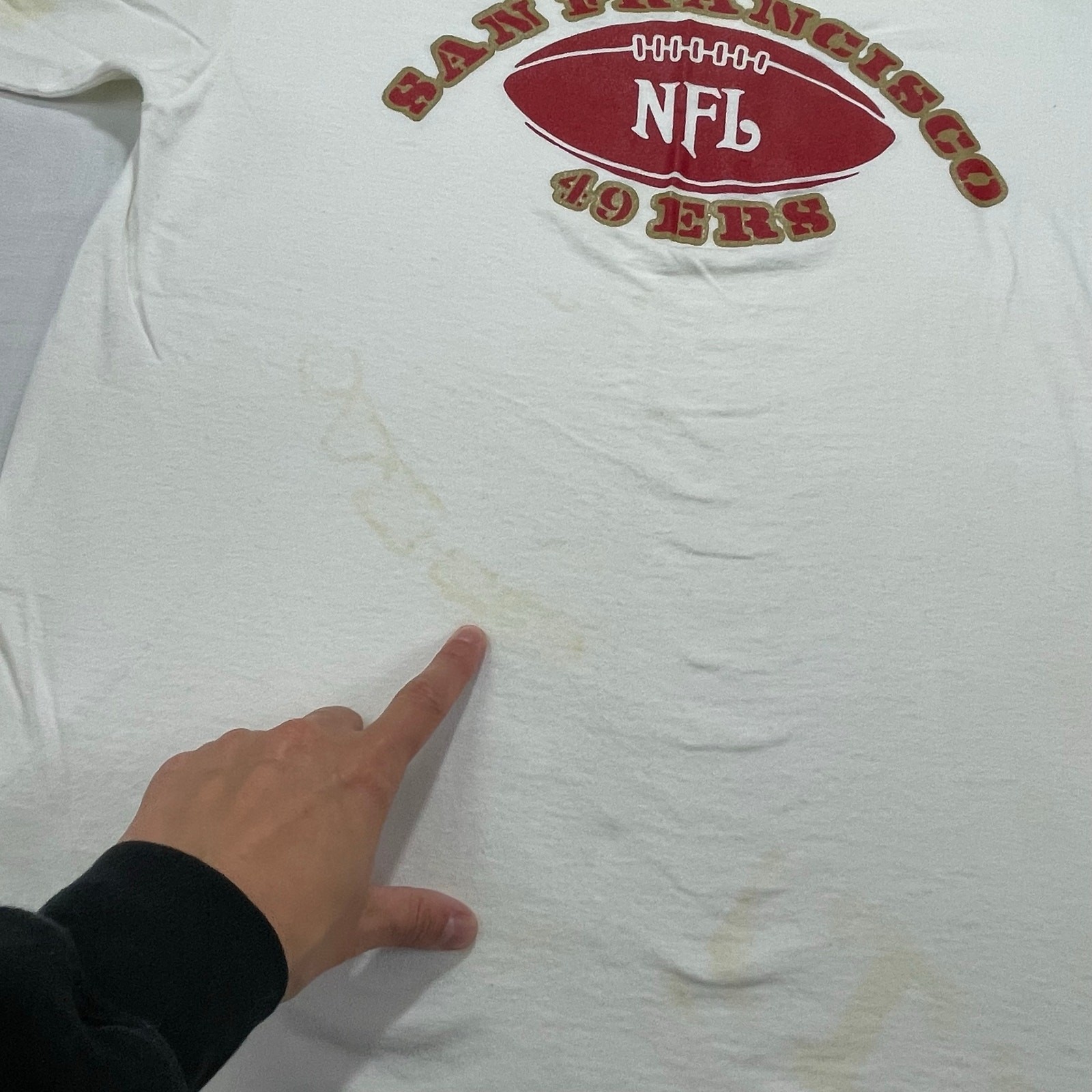 VTG 80s San Francisco 49ers NFL T-Shirt size L Bike Made in USA See Description