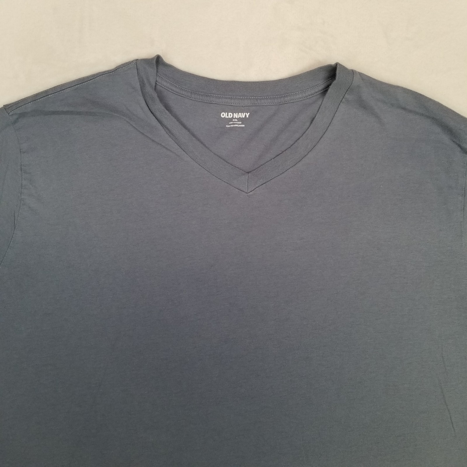 Old Navy Soft-Washed Slate Blue Basic T-Shirt Mens XXL Solid V-Neck Short Sleeve