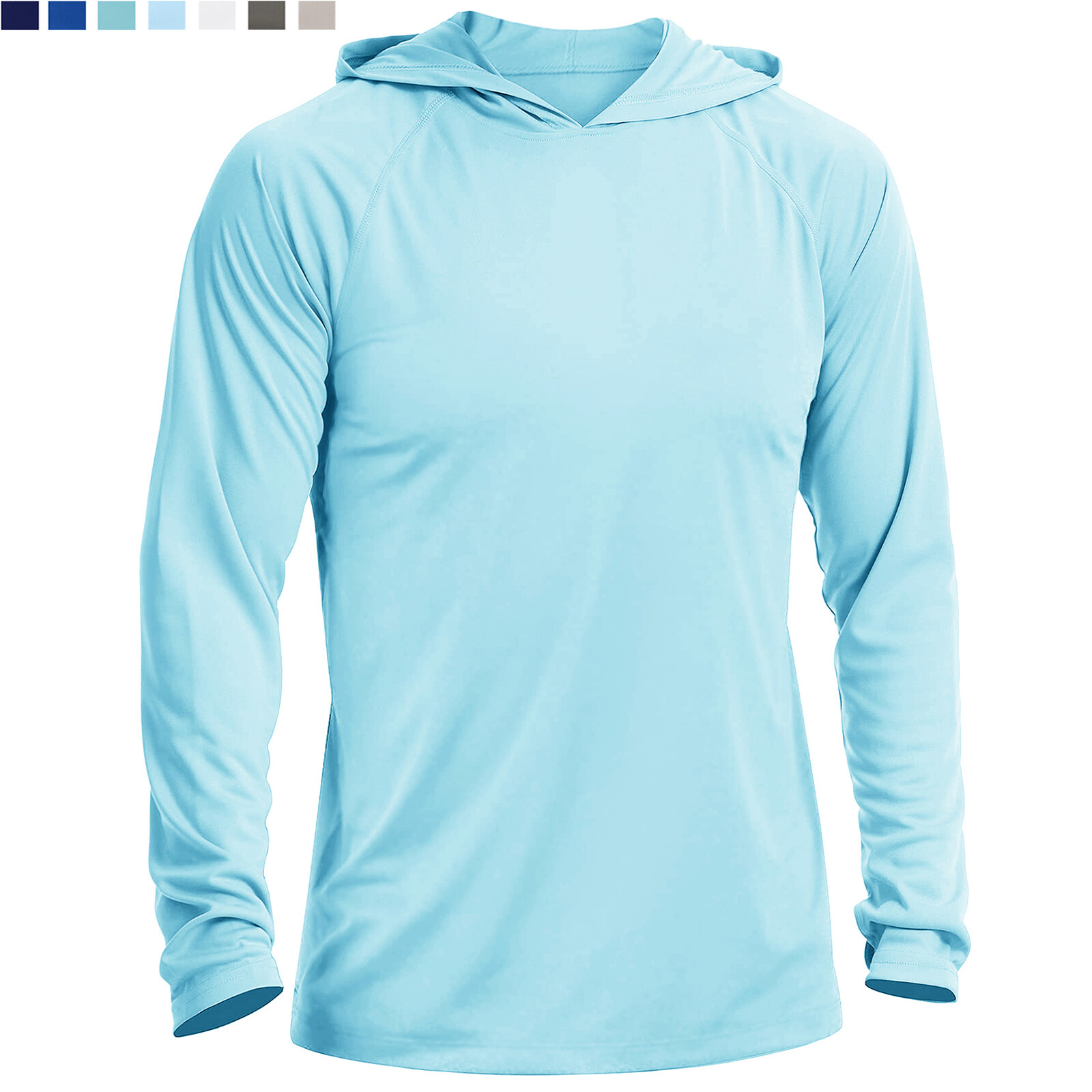UPF50+ Mens Sun Block Hoodie Long Sleeve Skin Protection Sun Shirts Fishing Tops