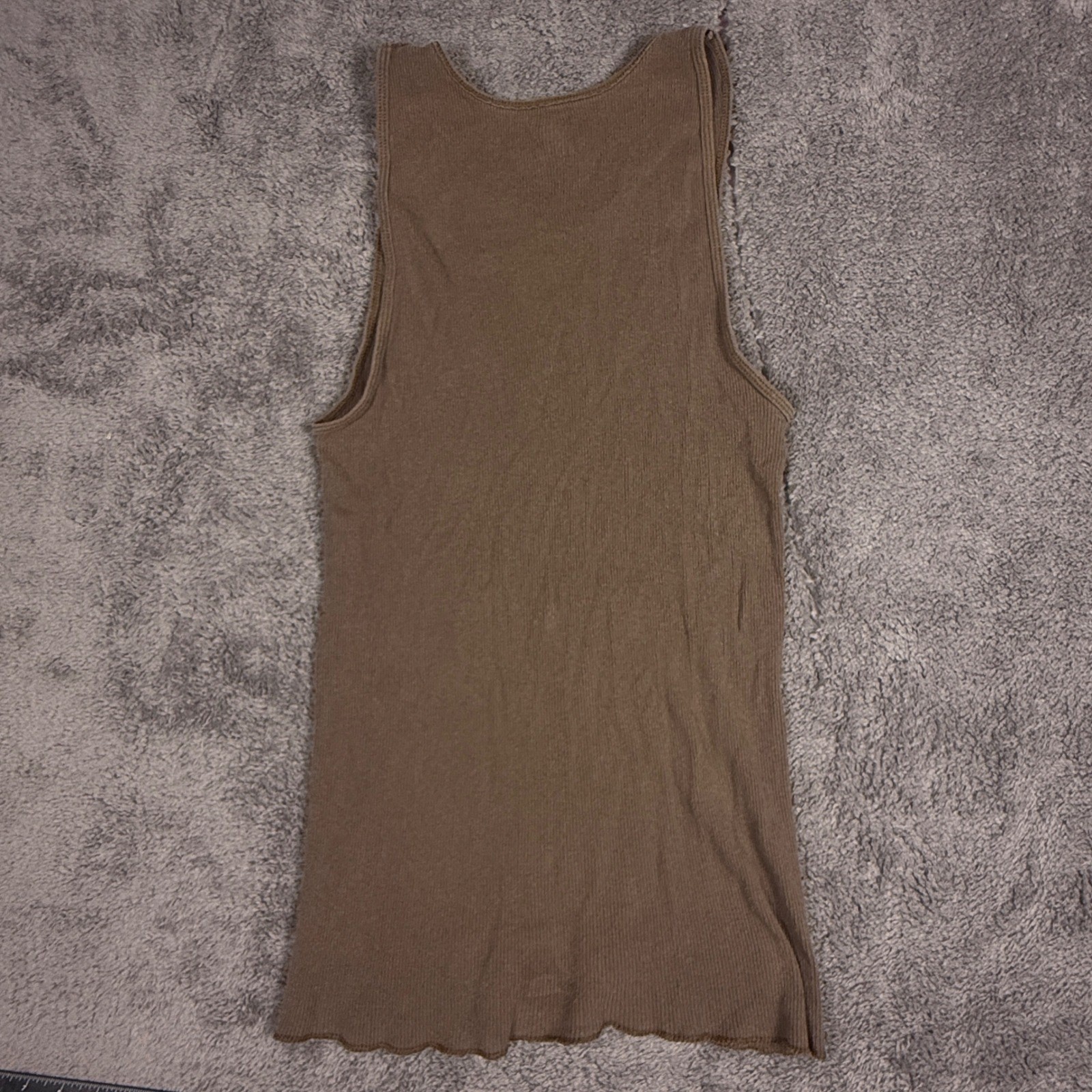 Fruit of the Loom Tank Top Brown Ribbed Lettuce Hem Basic Shirt XL