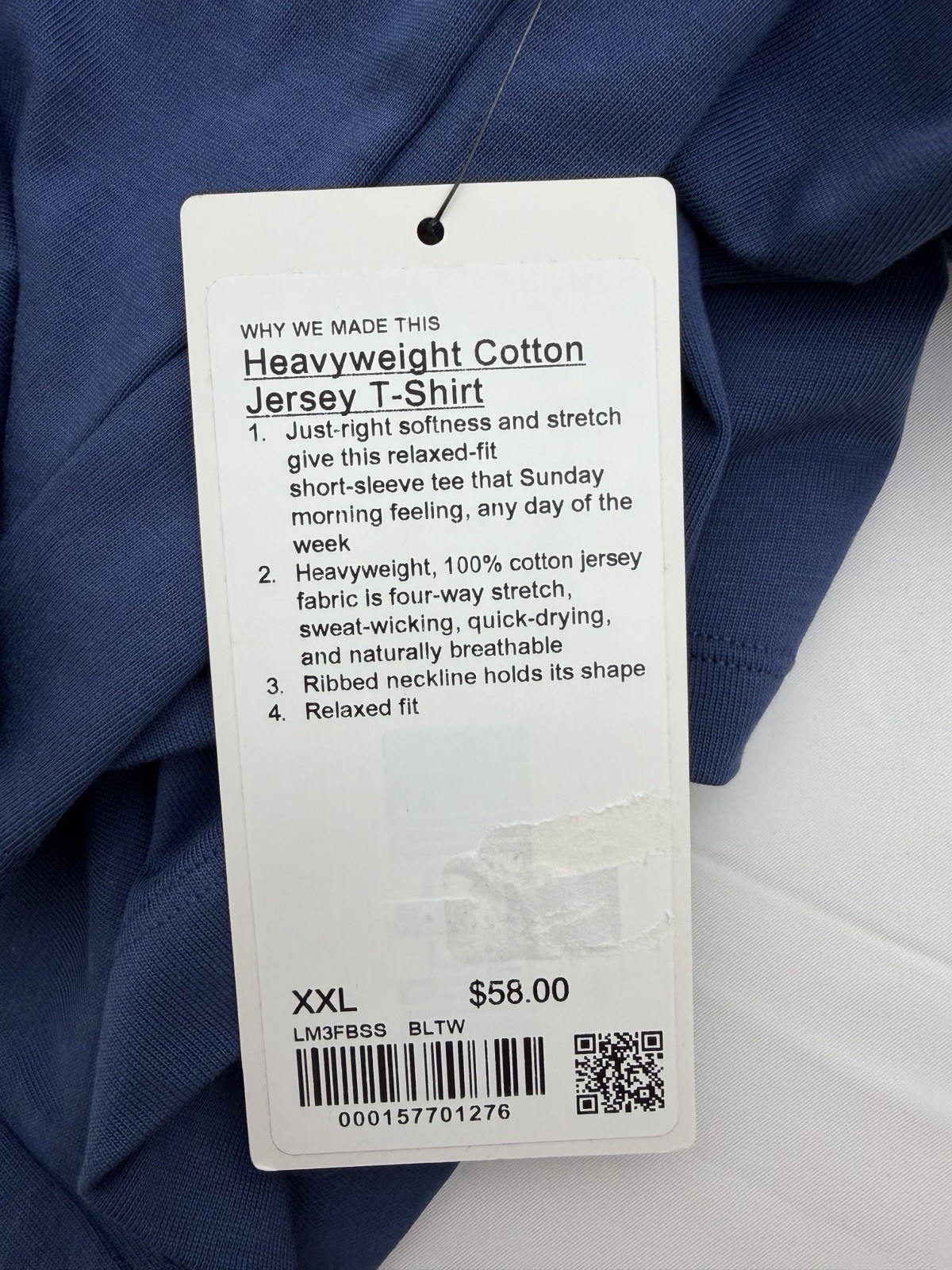 NWT Size XXL Lululemon Heavyweight Cotton Jersey T-Shirt BLTW Blue Twill