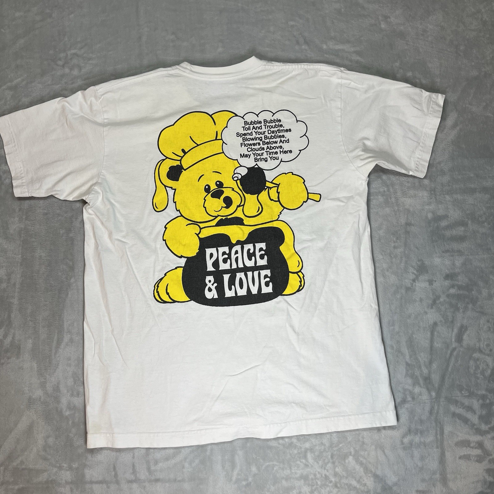 Online Ceramics Mushroom Dream Graphic T Shirt White Peace Love Double Sided L