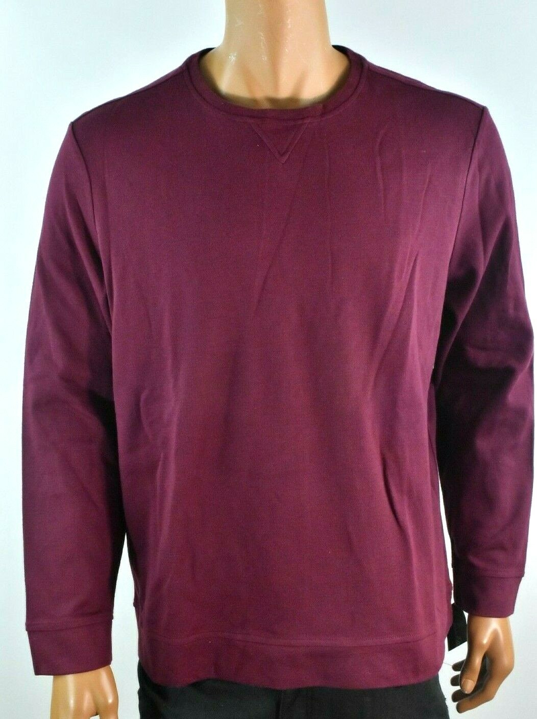 Tasso Elba Mens Sweatshirt New XL XXL Crew Neck Long Sleeves Wine Red Solid