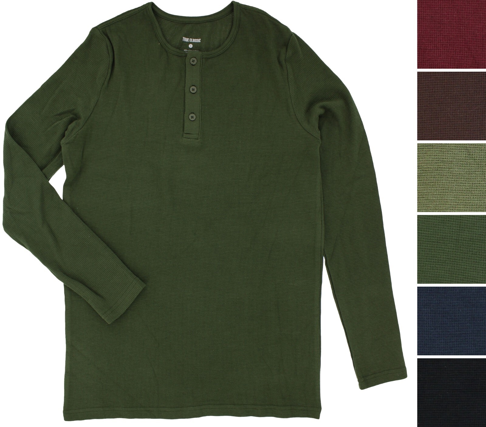 True Classic Men’s Shirt, Long Sleeve Waffle Henley style Crew Neck, MSRP $35