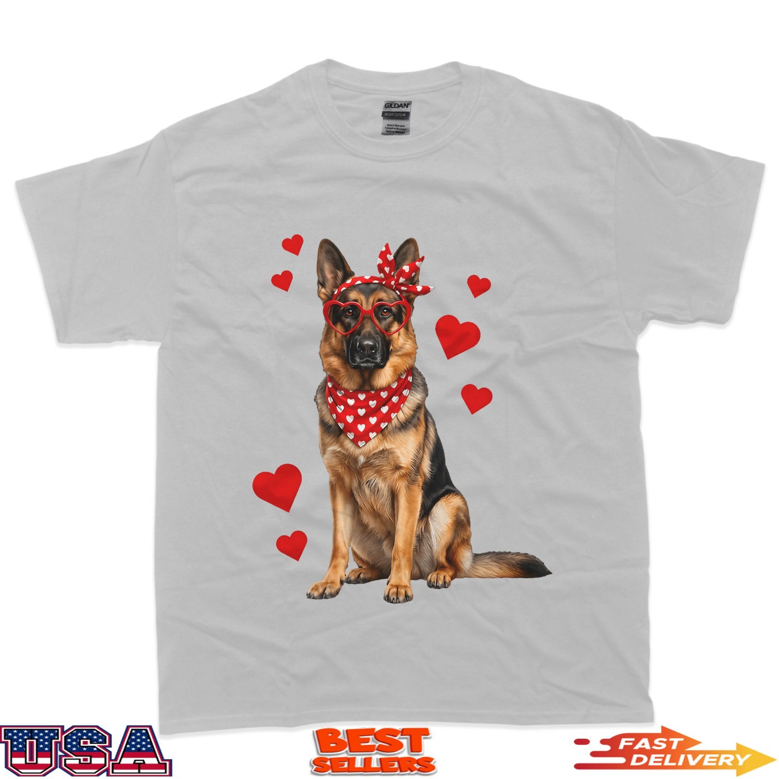 German Shepherd Valentines Day Dog Lover Heart T-Shirt
