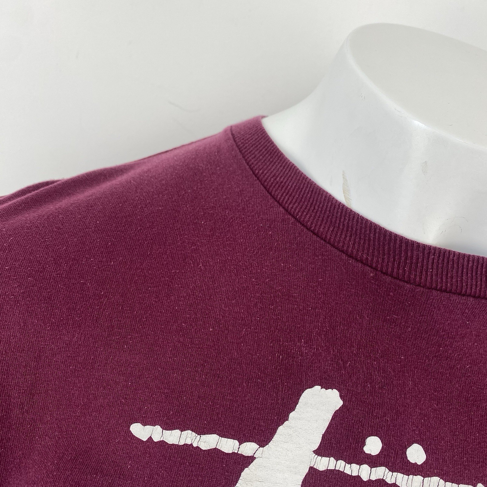 Stussy World Tour T Shirt Wine Red Medium Men’s Crew Neck Tee Spellout