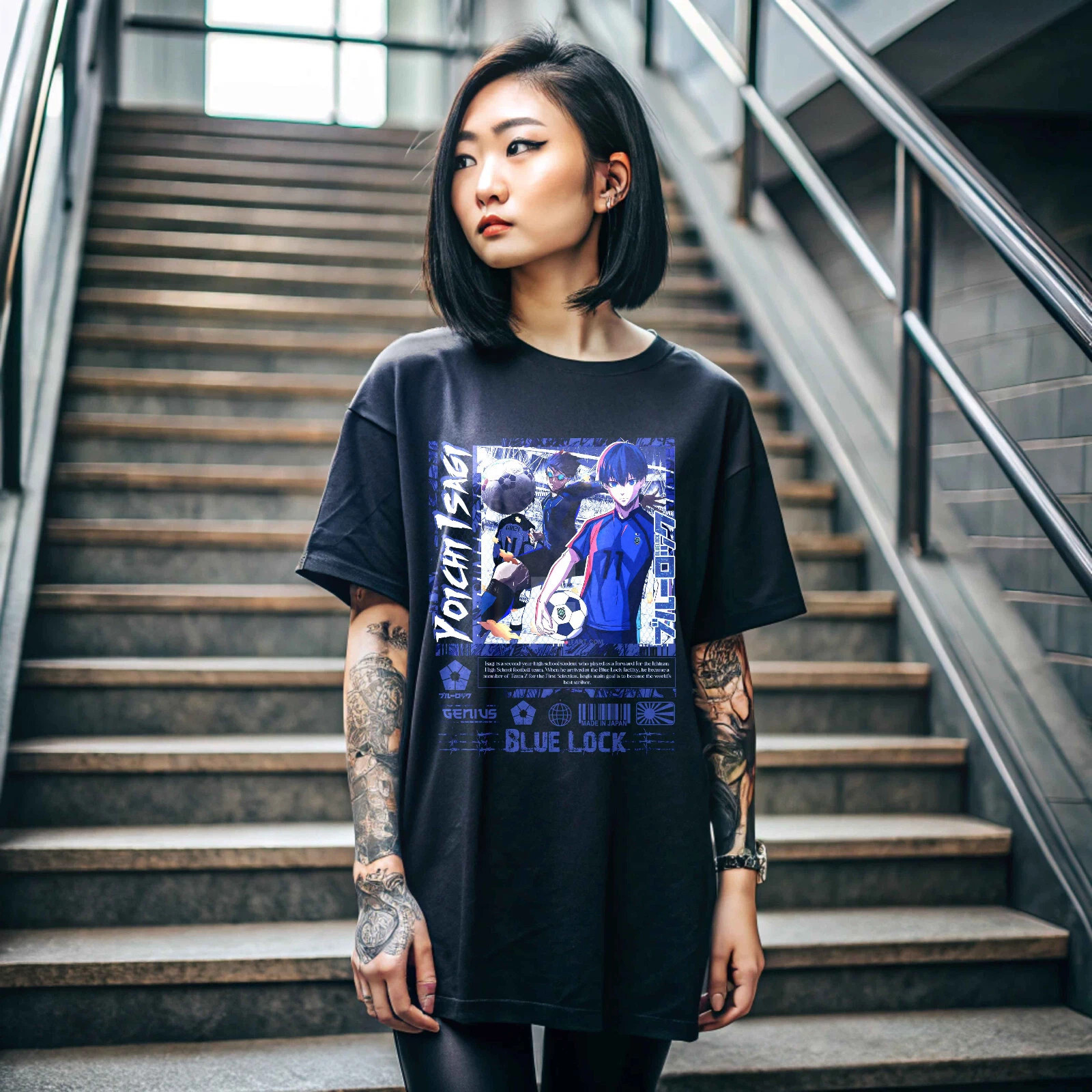 Anime Yoichi Isagi Blue Lock Shirt Black T Shirt