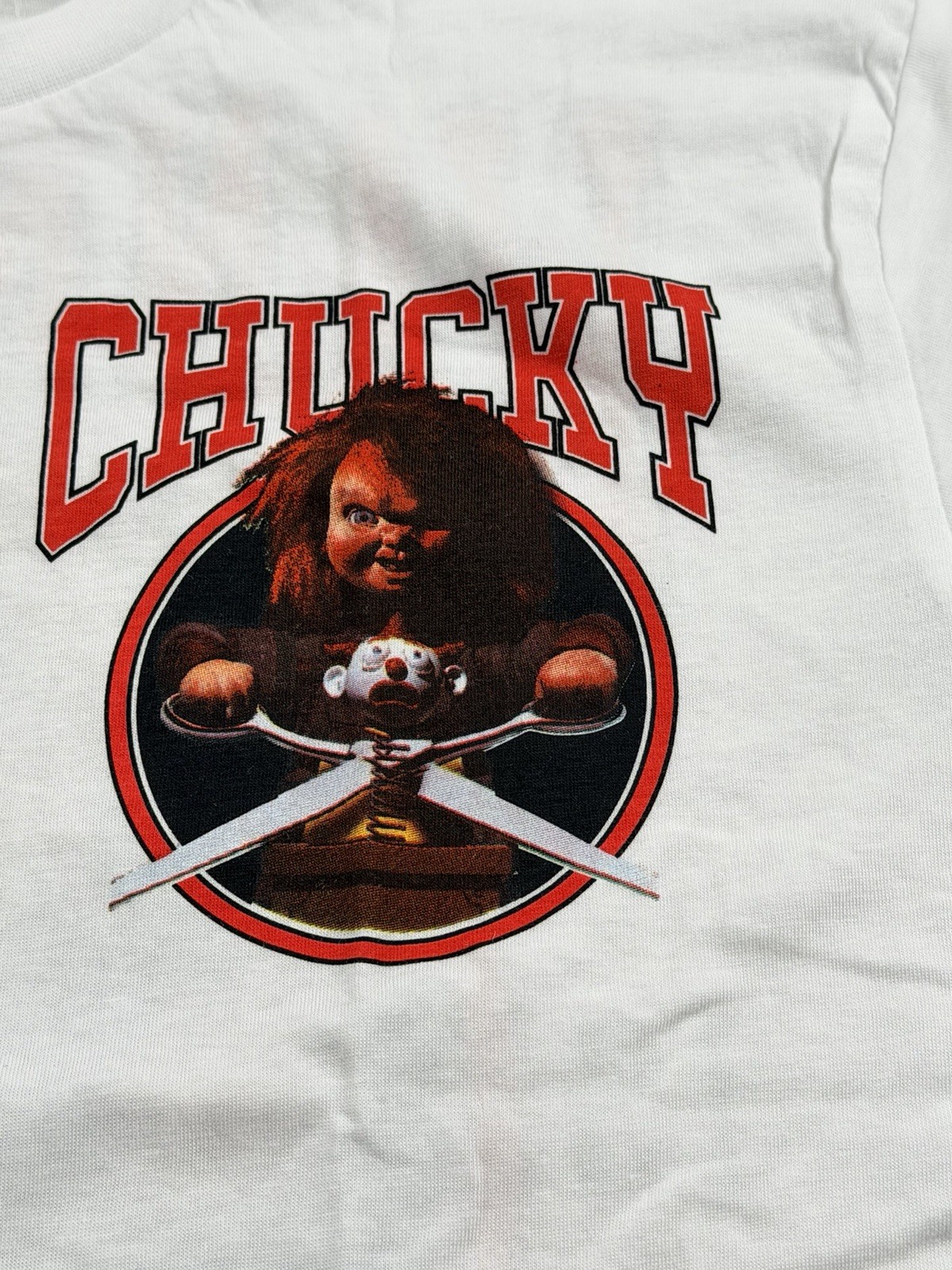Chucky Childs Play 2 Wanna Play 1990 Mens Vintage Throwback T-Shirt Mens 2XL XXL