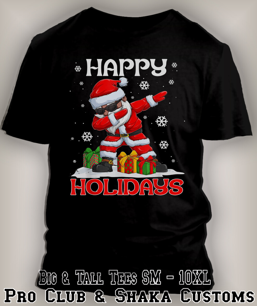 Christmas Joy Flossing Happy Holidays Lights Santa Tee Shirt Big Tall Small Fun