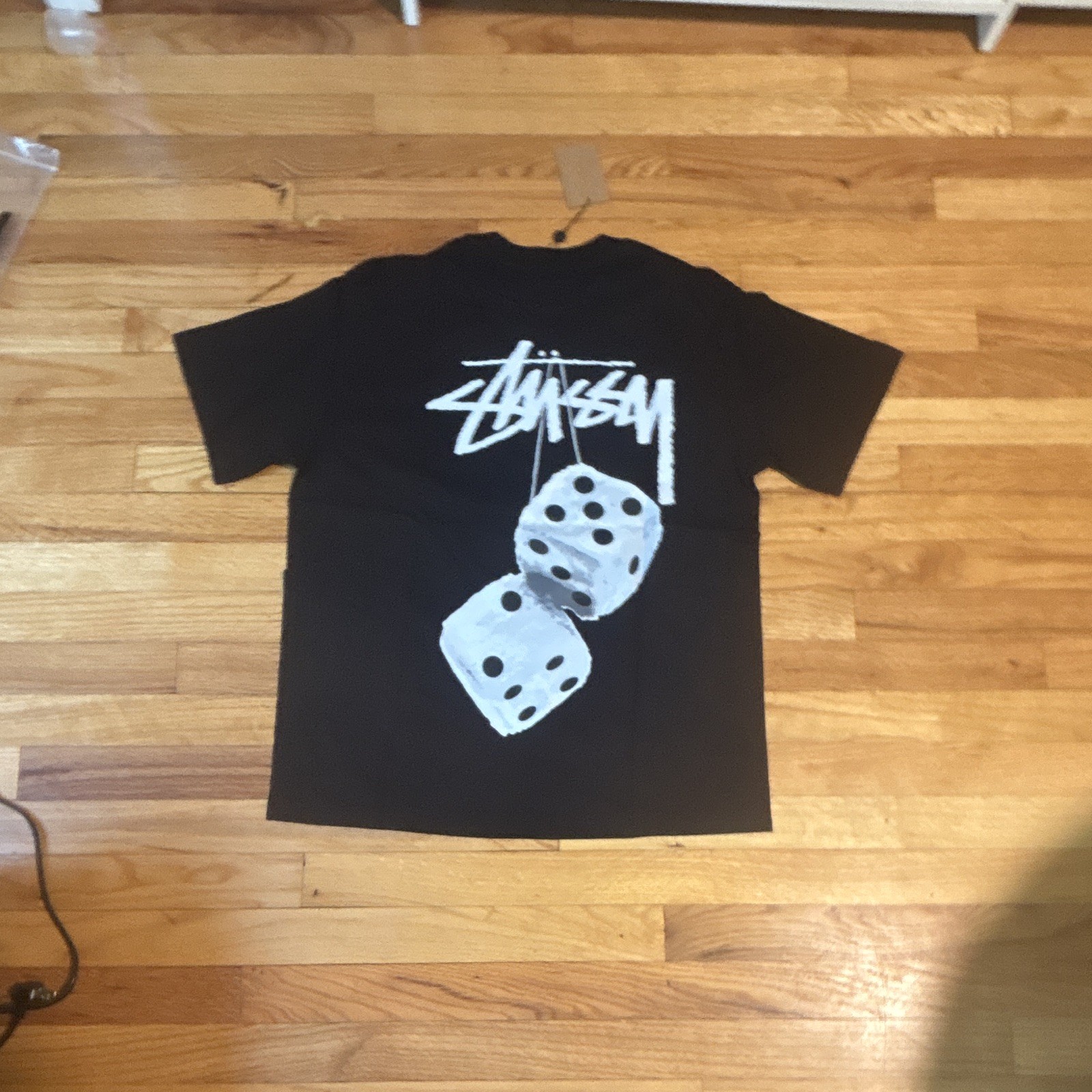 Stussy Men’s Black Dice Logo Graphic T-Shirt Crew Neck Short Sleeve S/M