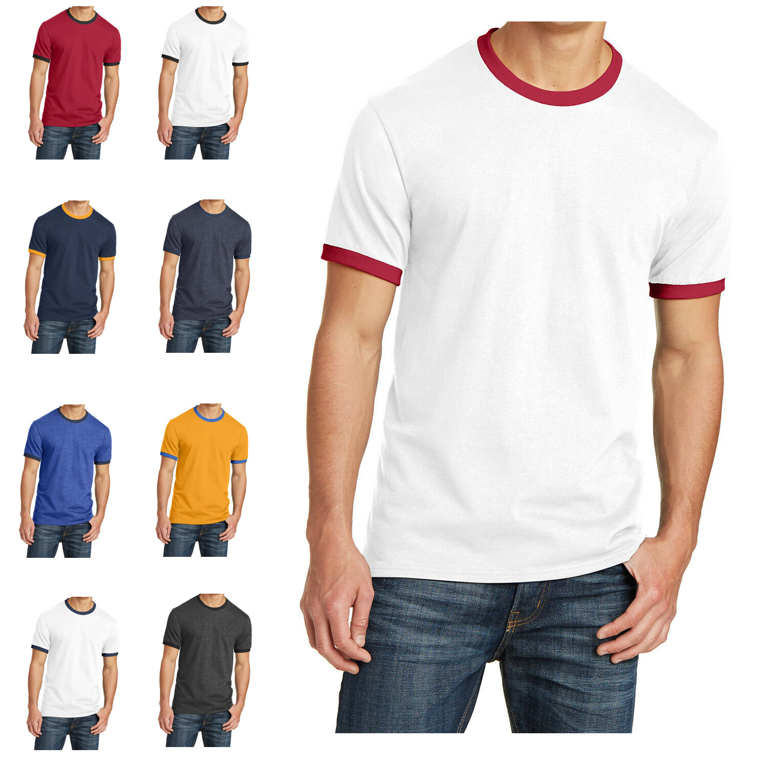 Mafoose Men’s Short Sleeve Core Cotton Soft Classic Ringer Tee PC54R